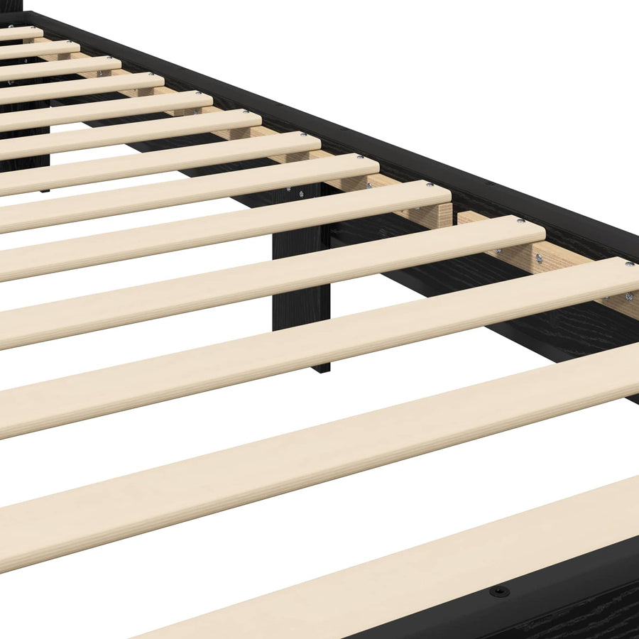 Bedframe met Hoofdeinde Zwart eiken 80 x 200 cm Bewerkt hout
