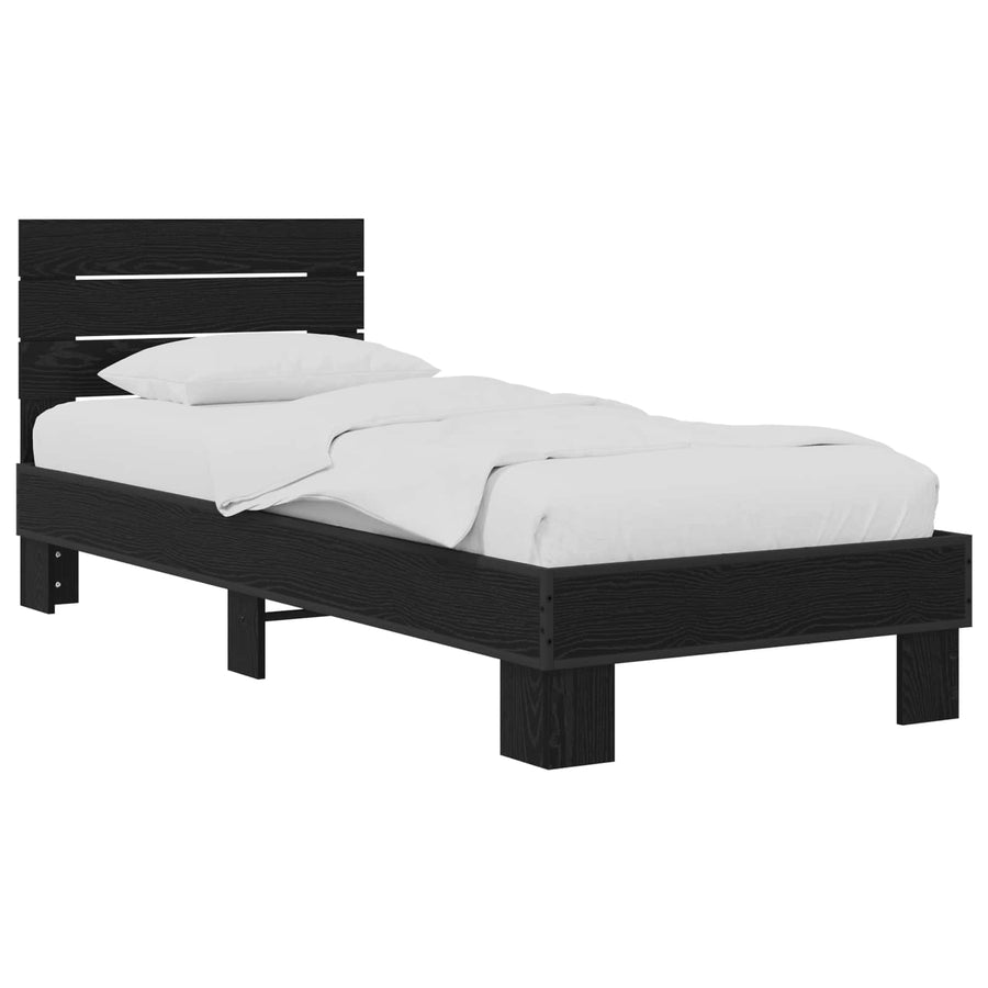 Bedframe met Hoofdeinde Zwart eiken 80 x 200 cm Bewerkt hout