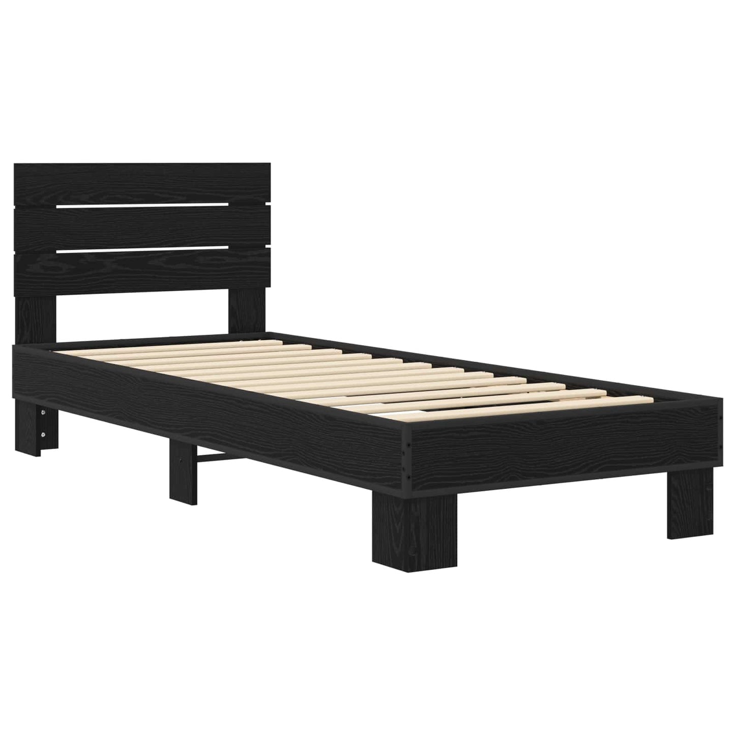 Bedframe met Hoofdeinde Zwart eiken 80 x 200 cm Bewerkt hout