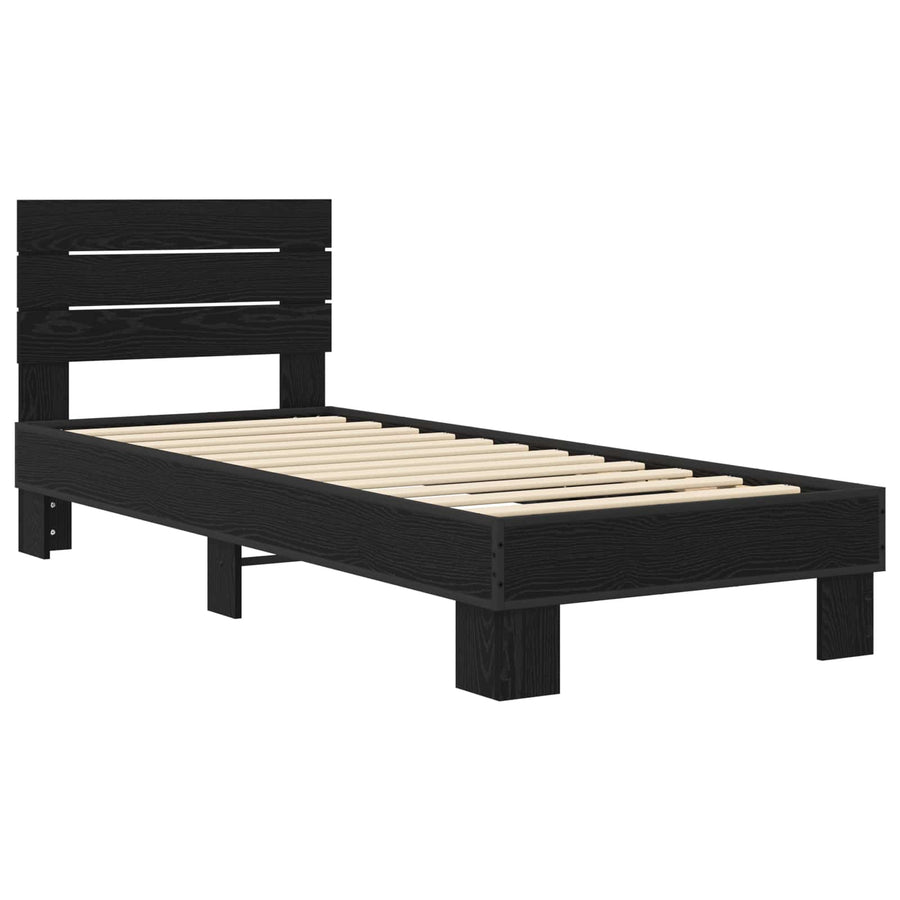 Bedframe met Hoofdeinde Zwart eiken 80 x 200 cm Bewerkt hout