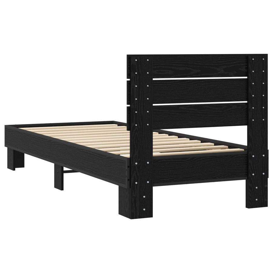 Bedframe met Hoofdeinde Zwart eiken 80 x 200 cm Bewerkt hout
