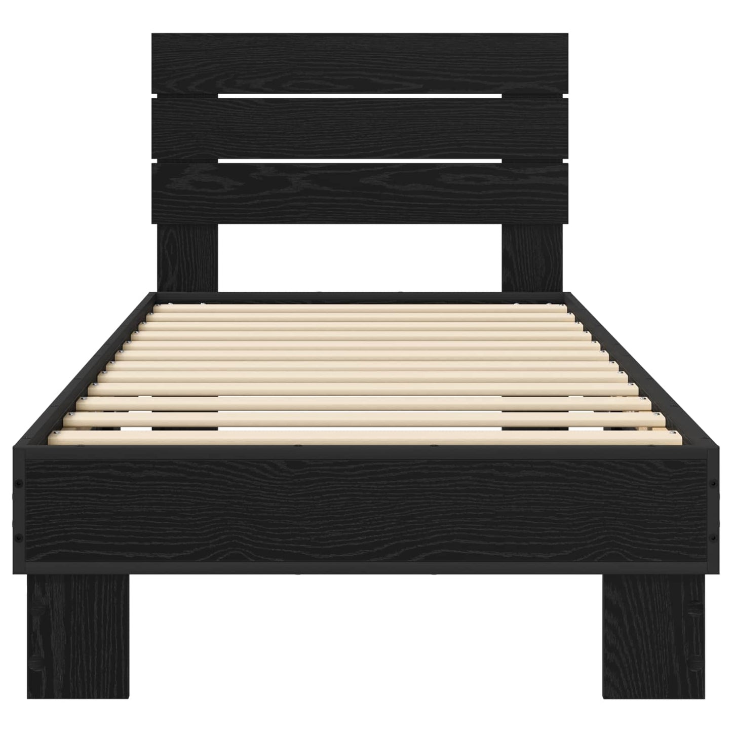 Bedframe met Hoofdeinde Zwart eiken 80 x 200 cm Bewerkt hout