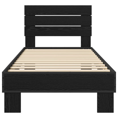 Bedframe met Hoofdeinde Zwart eiken 80 x 200 cm Bewerkt hout