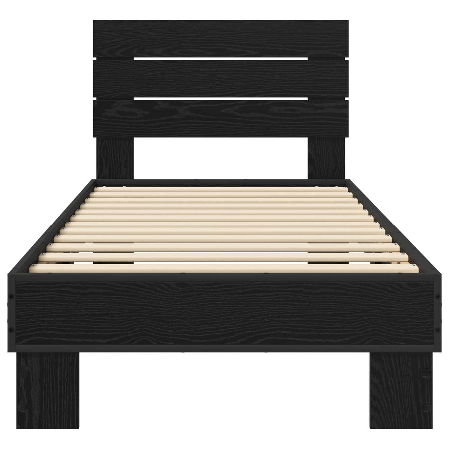 Bedframe met Hoofdeinde Zwart eiken 80 x 200 cm Bewerkt hout