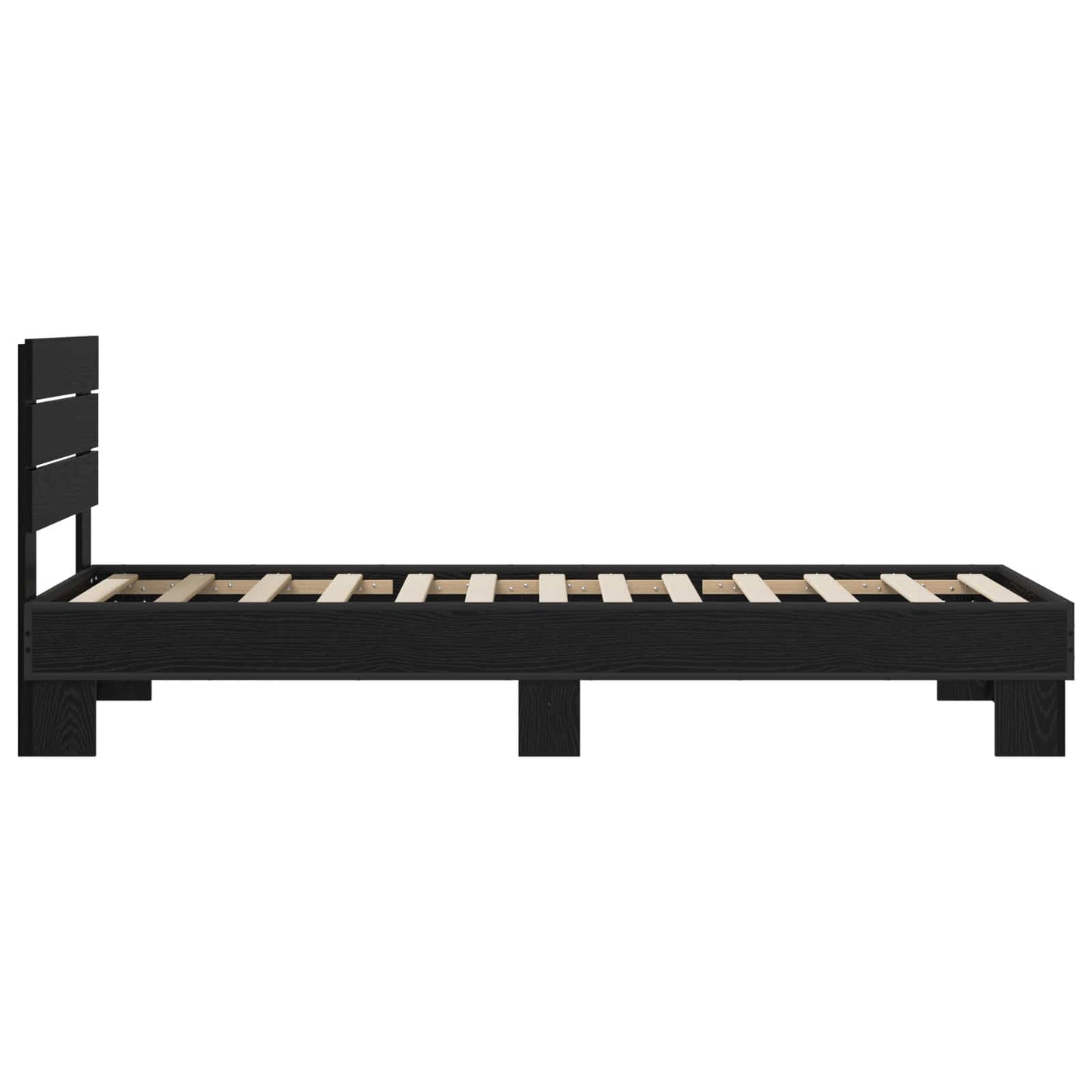 Bedframe met Hoofdeinde Zwart eiken 80 x 200 cm Bewerkt hout