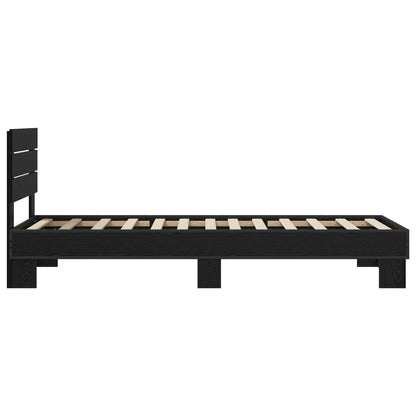 Bedframe met Hoofdeinde Zwart eiken 80 x 200 cm Bewerkt hout