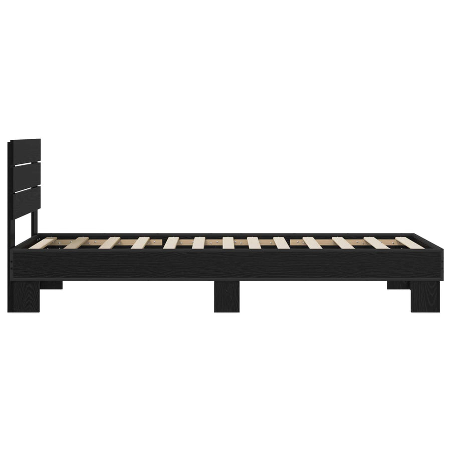 Bedframe met Hoofdeinde Zwart eiken 80 x 200 cm Bewerkt hout