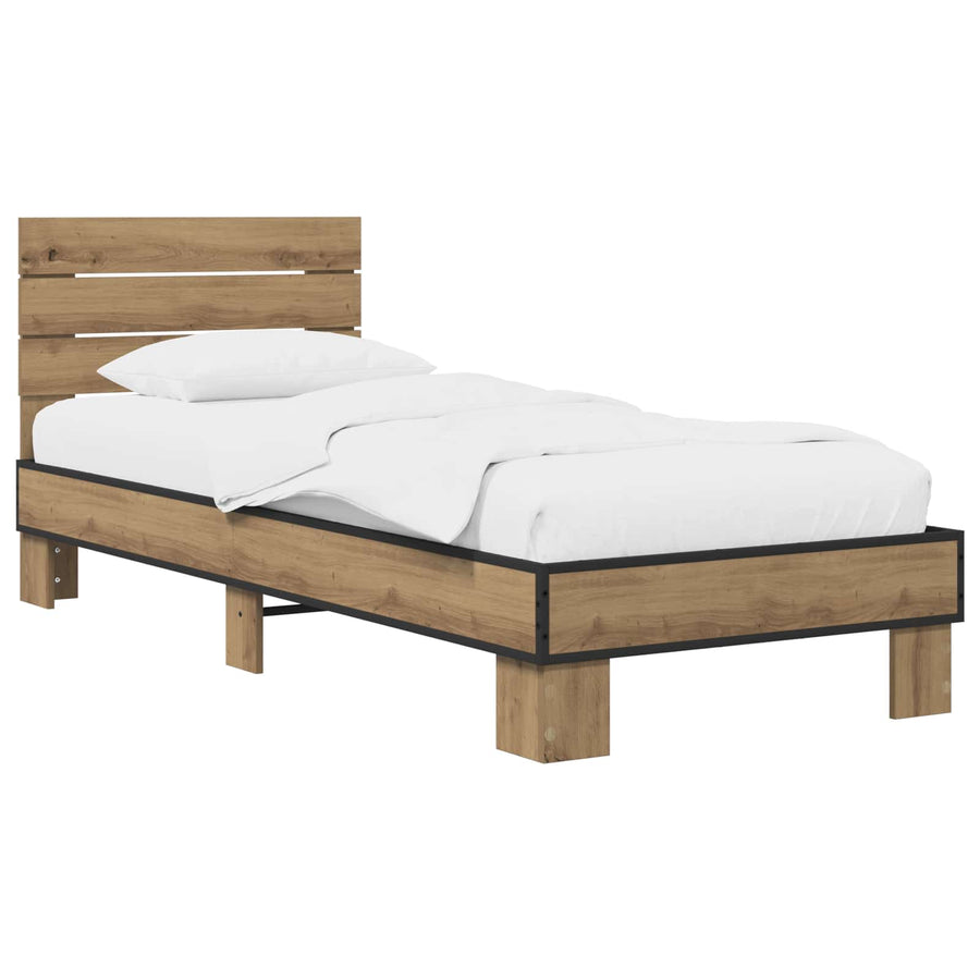 Bedframe met Hoofdeinde Artisanaal eiken 80 x 200 cm