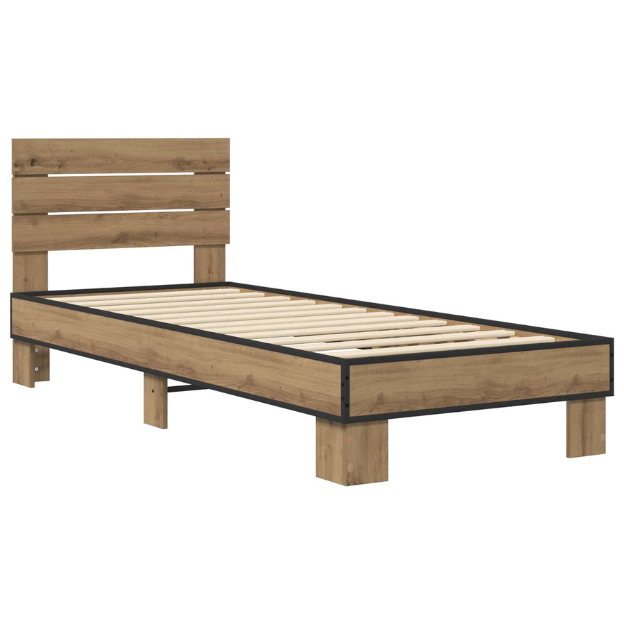Bedframe met Hoofdeinde Artisanaal eiken 80 x 200 cm