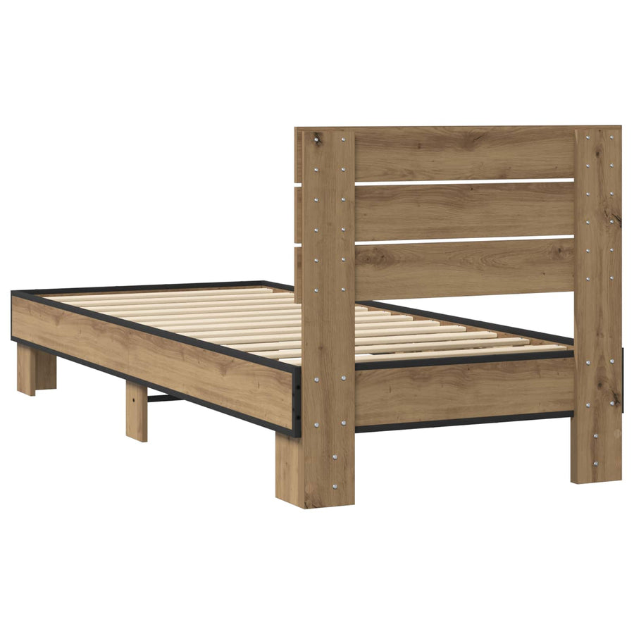 Bedframe met Hoofdeinde Artisanaal eiken 80 x 200 cm