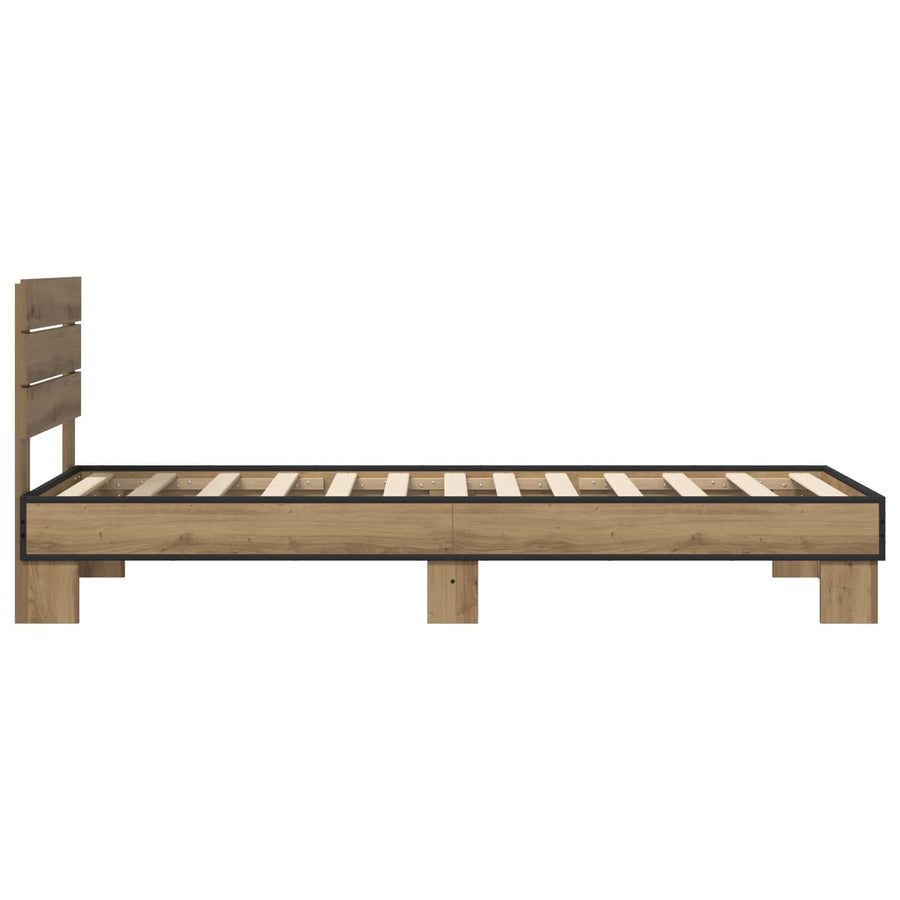 Bedframe met Hoofdeinde Artisanaal eiken 80 x 200 cm