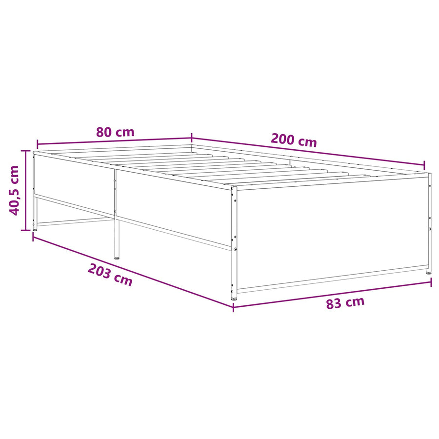 Bedframe Sonoma Eiken 80 x 200 cm Bewerkt hout