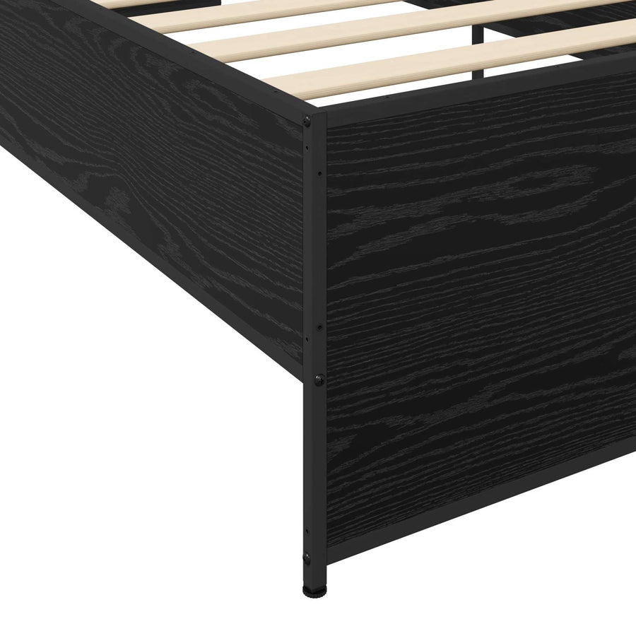 Bedframe Zwart eiken 80 x 200 cm Bewerkt hout