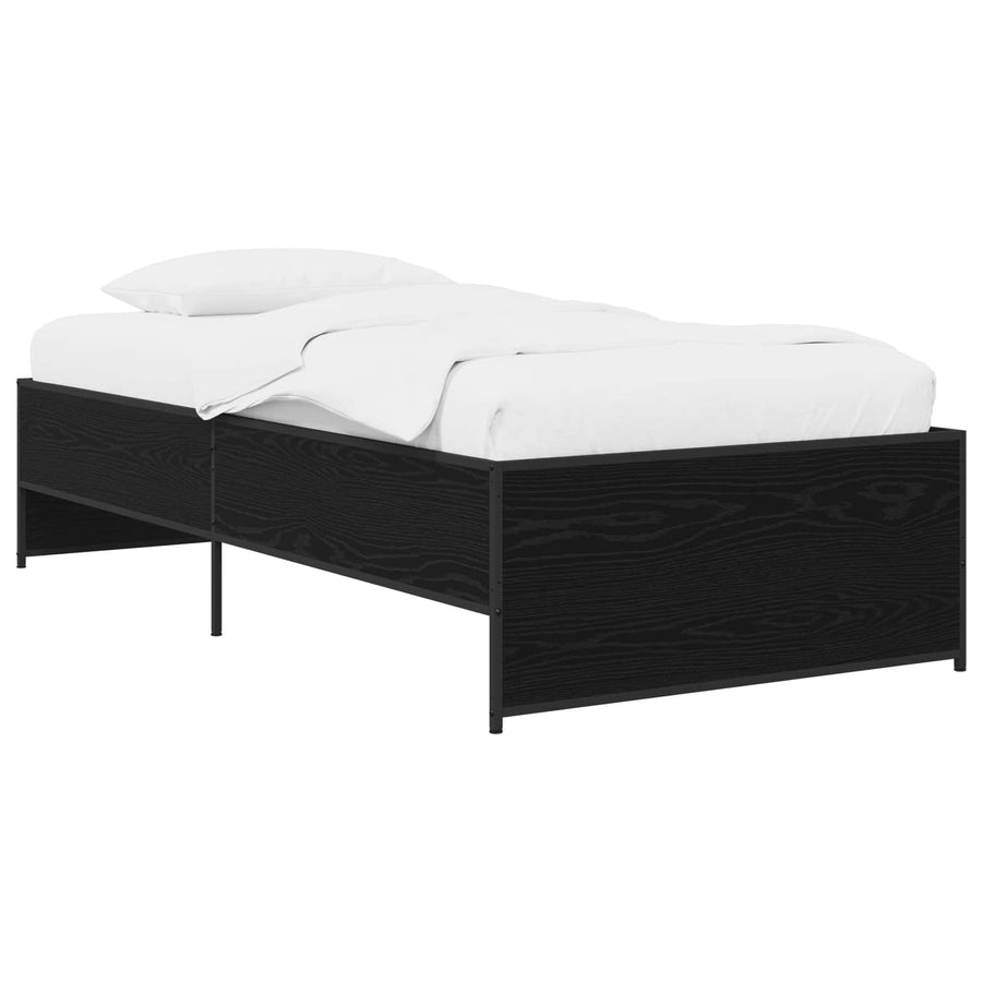 Bedframe Zwart eiken 80 x 200 cm Bewerkt hout