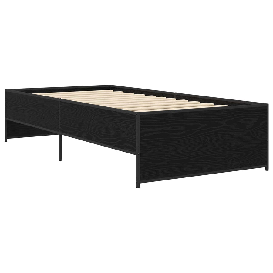 Bedframe Zwart eiken 80 x 200 cm Bewerkt hout