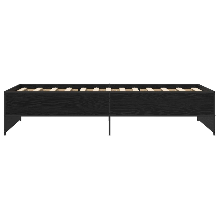 Bedframe Zwart eiken 80 x 200 cm Bewerkt hout
