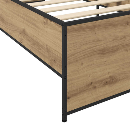 Bedframe Artisanaal eiken 80 x 200 cm Bewerkt hout