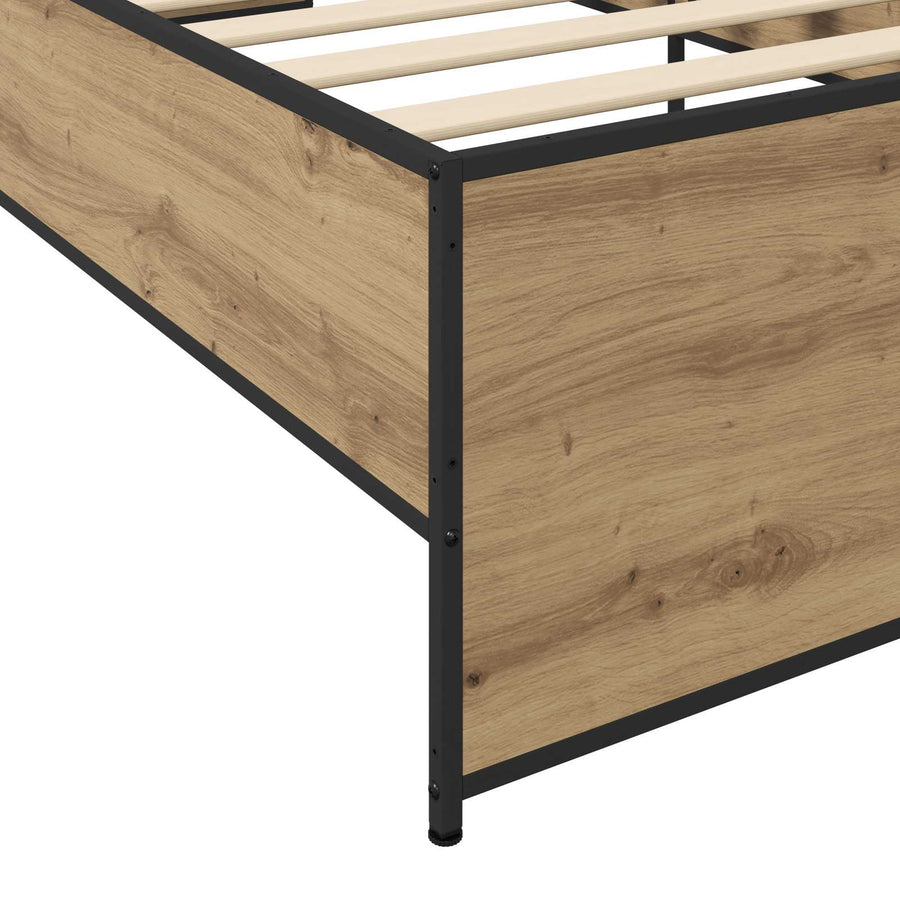 Bedframe Artisanaal eiken 80 x 200 cm Bewerkt hout