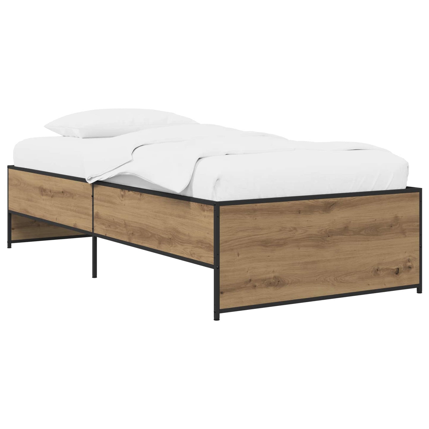 Bedframe Artisanaal eiken 80 x 200 cm Bewerkt hout