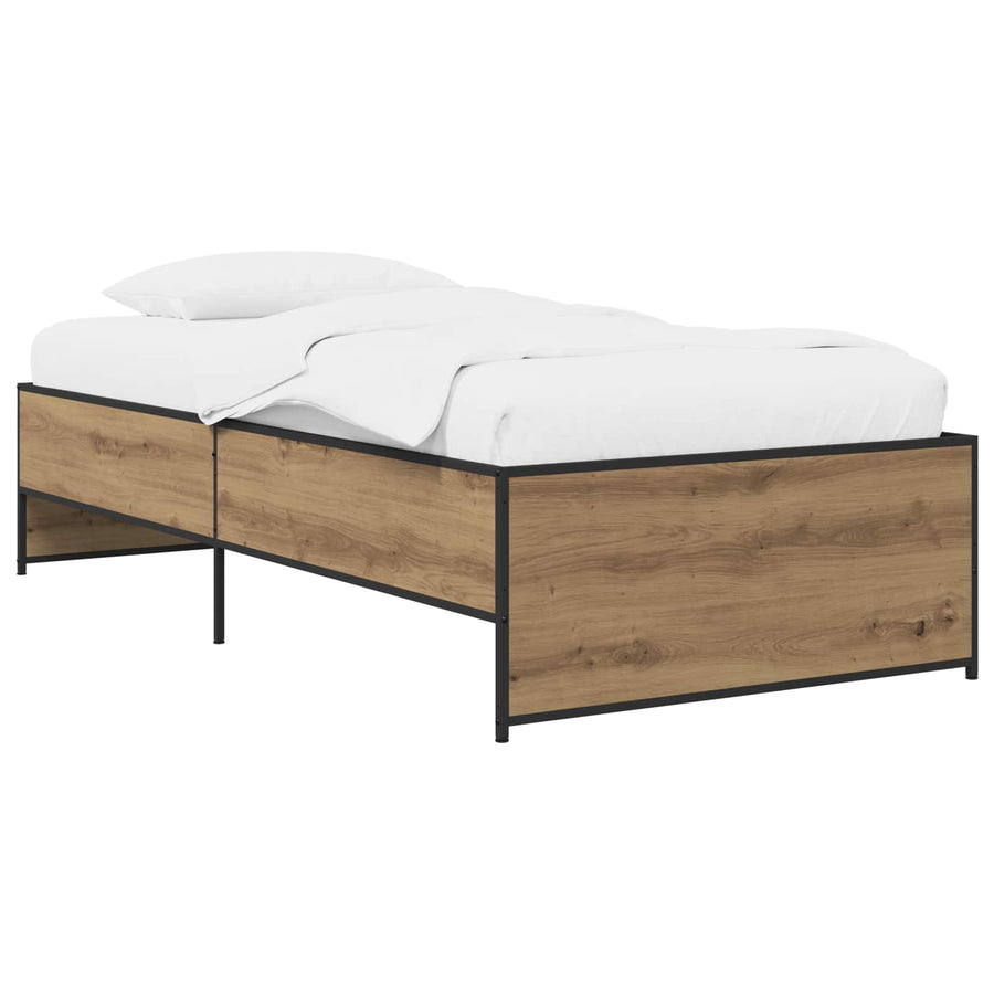Bedframe Artisanaal eiken 80 x 200 cm Bewerkt hout
