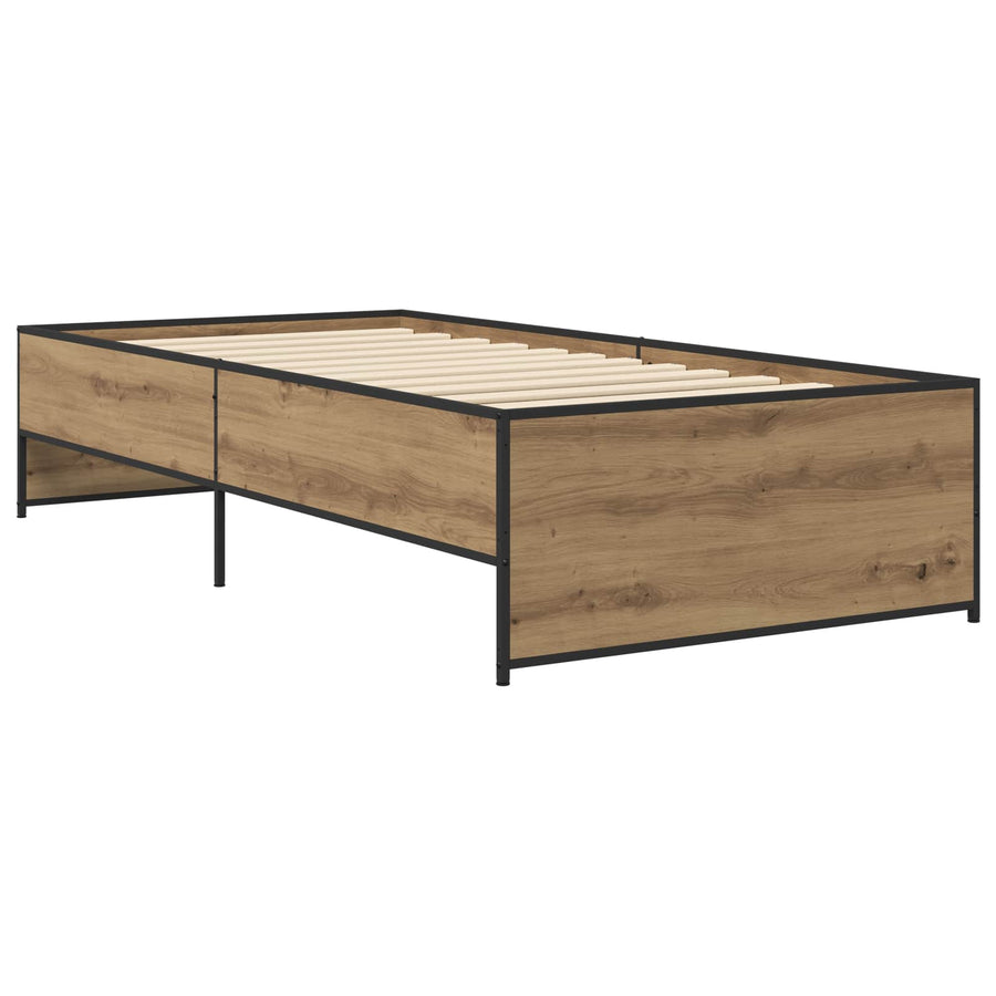 Bedframe Artisanaal eiken 80 x 200 cm Bewerkt hout