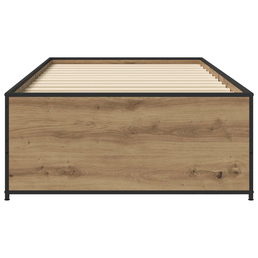 Bedframe Artisanaal eiken 80 x 200 cm Bewerkt hout
