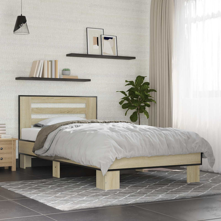 Bedframe met Hoofdeinde Sonoma Eiken 80 x 200 cm Bewerkt hout