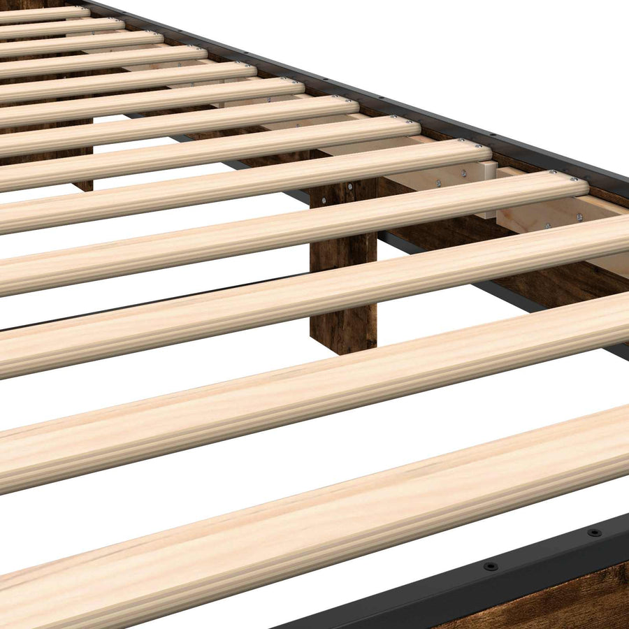 Bedframe met Hoofdeinde Gerookt eiken 80 x 200 cm Bewerkt hout