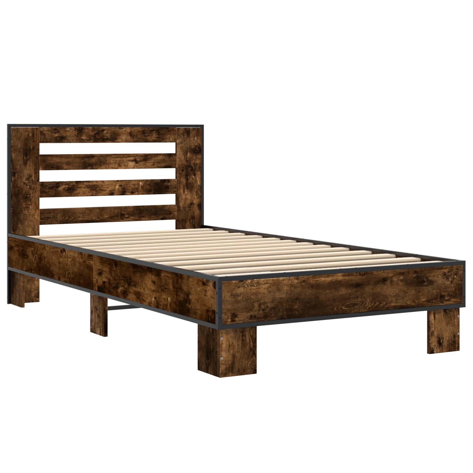 Bedframe met Hoofdeinde Gerookt eiken 80 x 200 cm Bewerkt hout