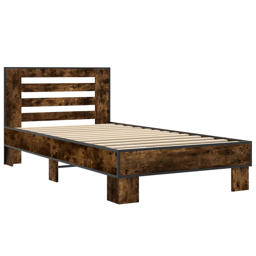 Bedframe met Hoofdeinde Gerookt eiken 80 x 200 cm Bewerkt hout