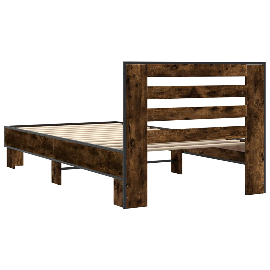 Bedframe met Hoofdeinde Gerookt eiken 80 x 200 cm Bewerkt hout