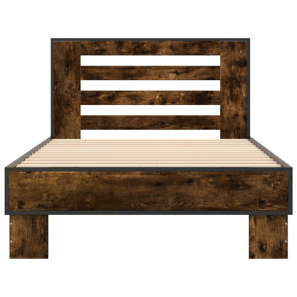 Bedframe met Hoofdeinde Gerookt eiken 80 x 200 cm Bewerkt hout