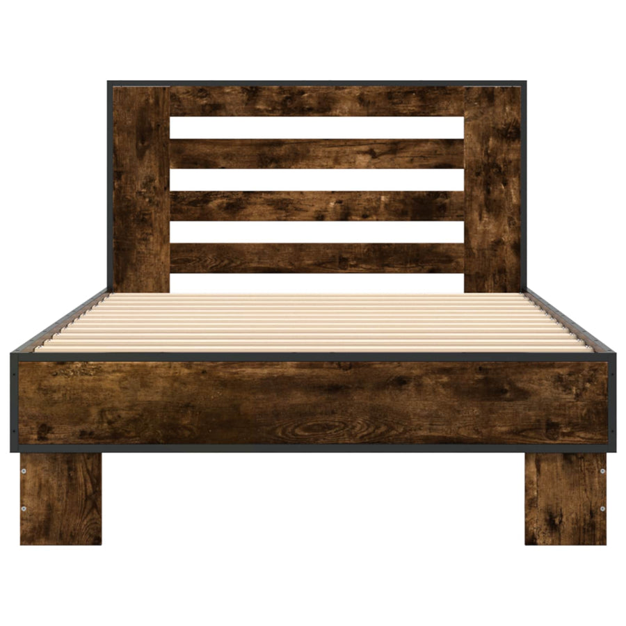 Bedframe met Hoofdeinde Gerookt eiken 80 x 200 cm Bewerkt hout