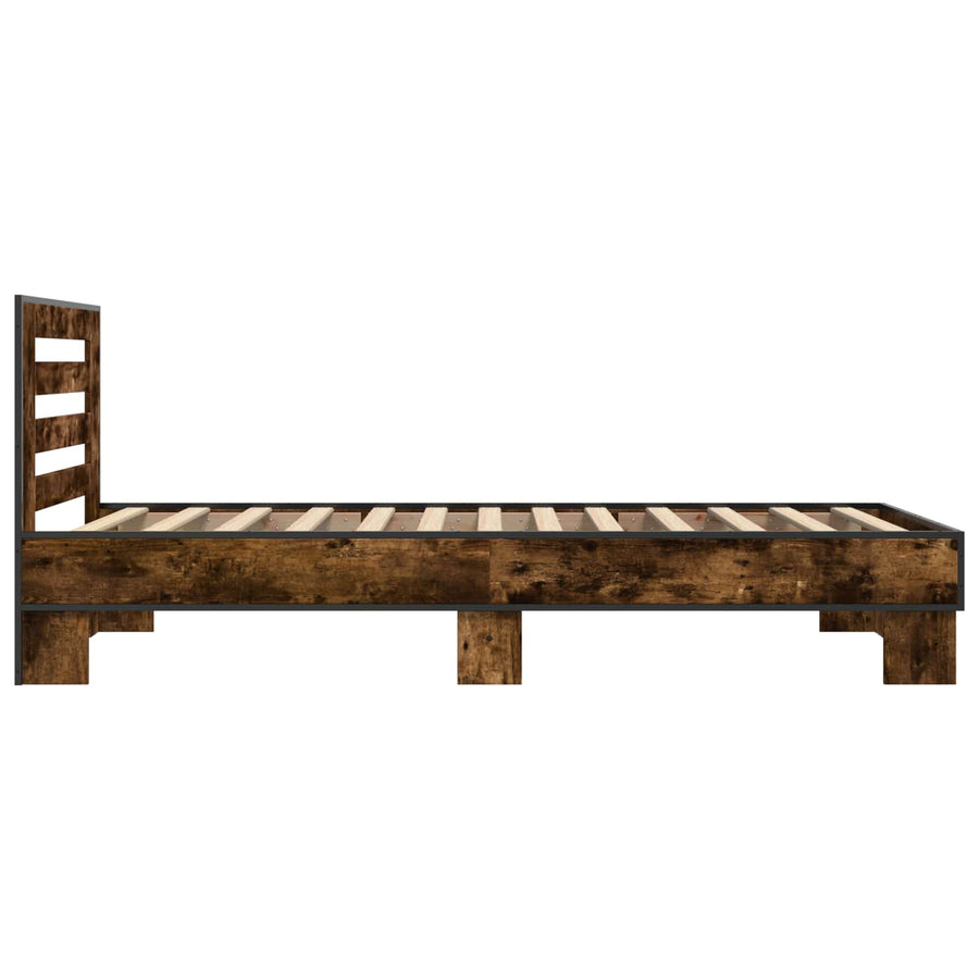 Bedframe met Hoofdeinde Gerookt eiken 80 x 200 cm Bewerkt hout