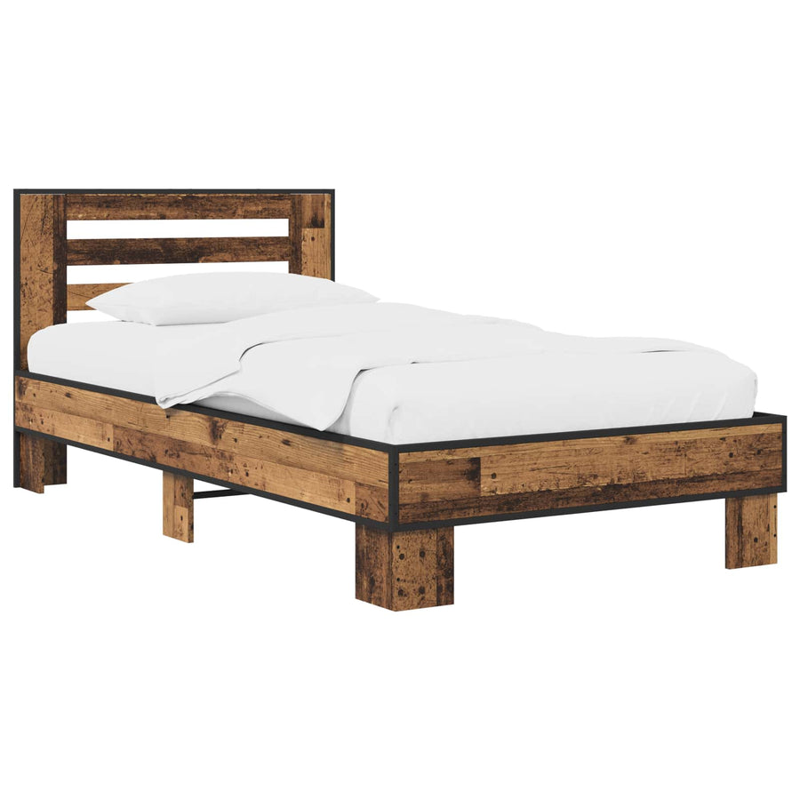 Bedframe met Hoofdeinde Oud hout 80 x 200 cm Bewerkt hout