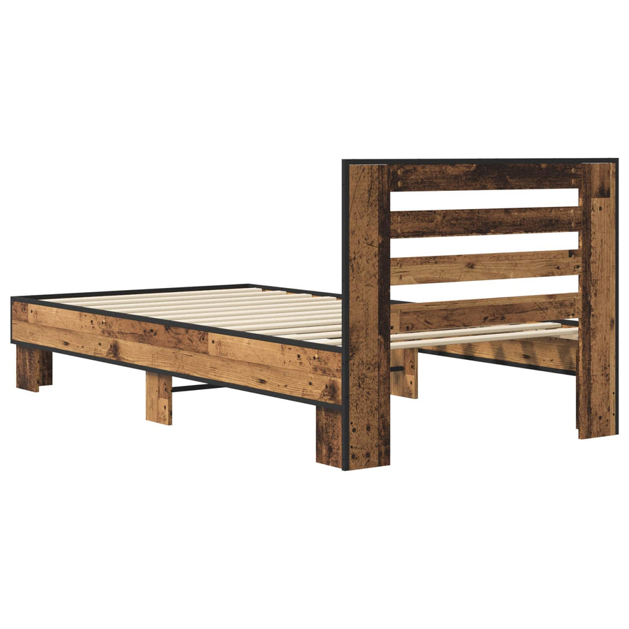 Bedframe met Hoofdeinde Oud hout 80 x 200 cm Bewerkt hout