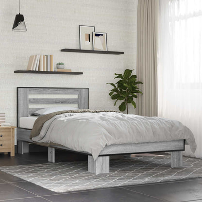 Bedframe met Hoofdeinde Grijs Sonoma 80 x 200 cm Bewerkt hout