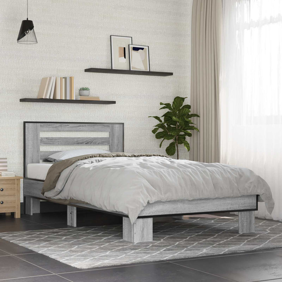 Bedframe met Hoofdeinde Grijs Sonoma 80 x 200 cm Bewerkt hout