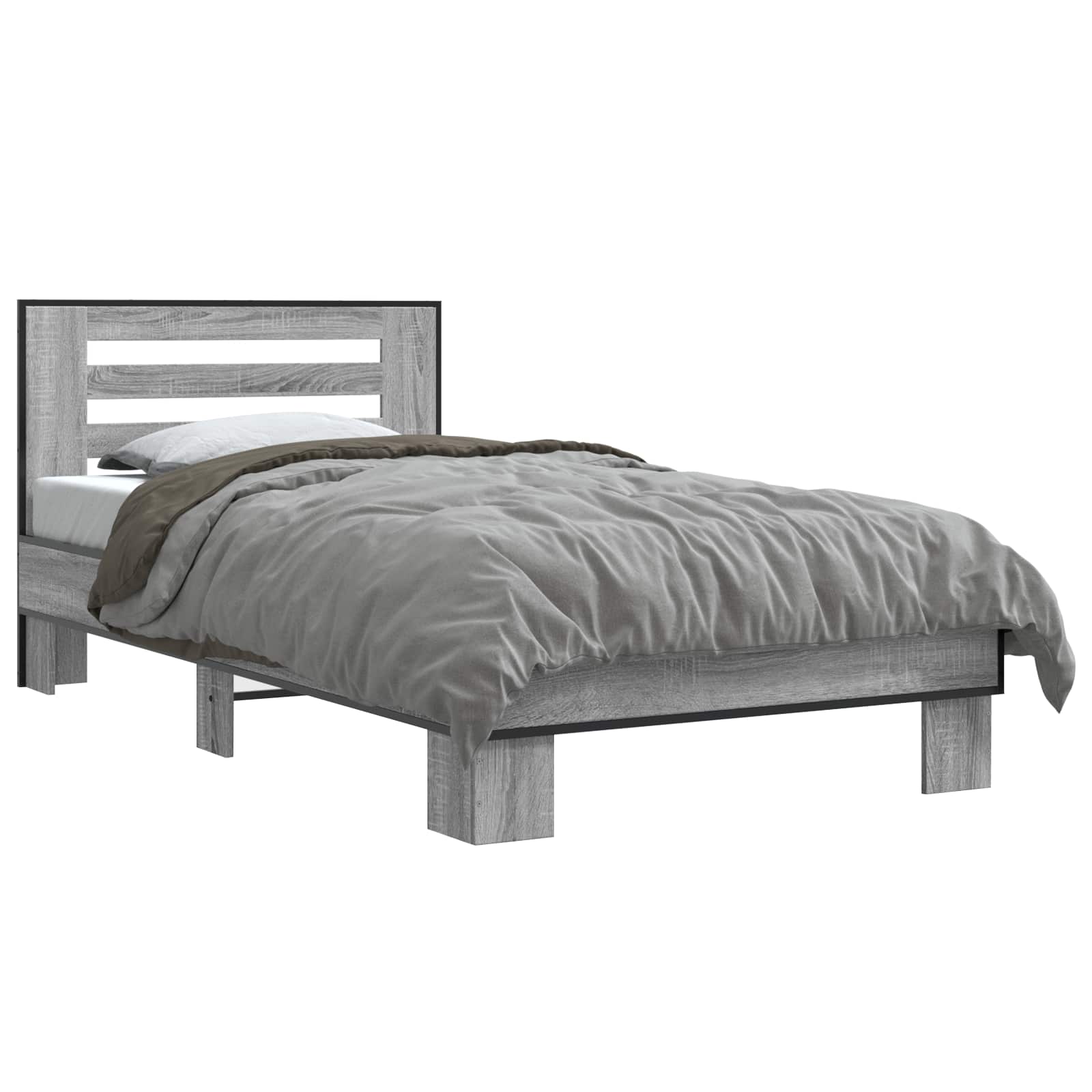 Bedframe met Hoofdeinde Grijs Sonoma 80 x 200 cm Bewerkt hout