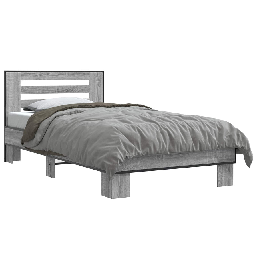 Bedframe met Hoofdeinde Grijs Sonoma 80 x 200 cm Bewerkt hout