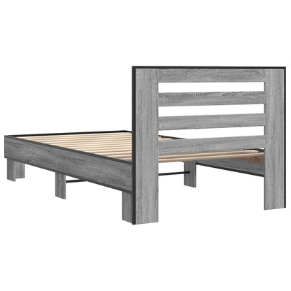 Bedframe met Hoofdeinde Grijs Sonoma 80 x 200 cm Bewerkt hout