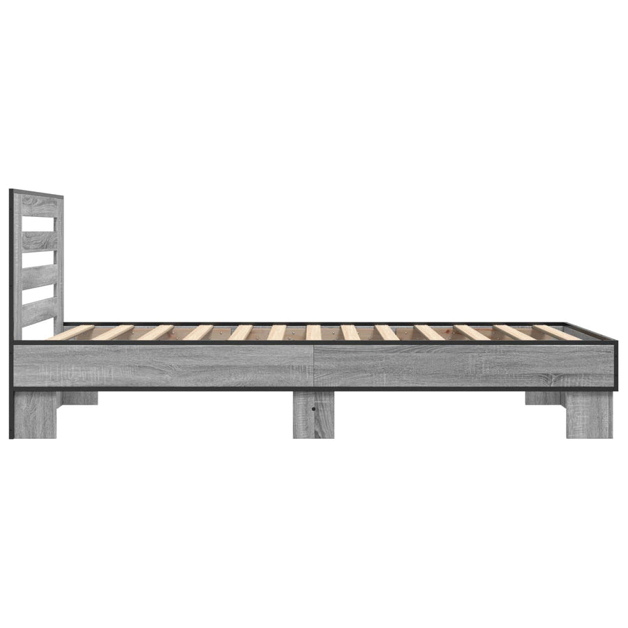 Bedframe met Hoofdeinde Grijs Sonoma 80 x 200 cm Bewerkt hout
