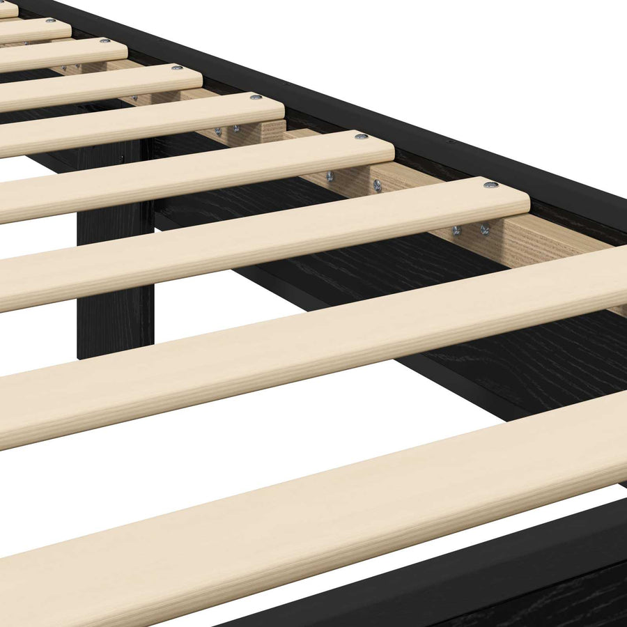 Bedframe met Hoofdeinde Zwart eiken 80 x 200 cm Bewerkt hout