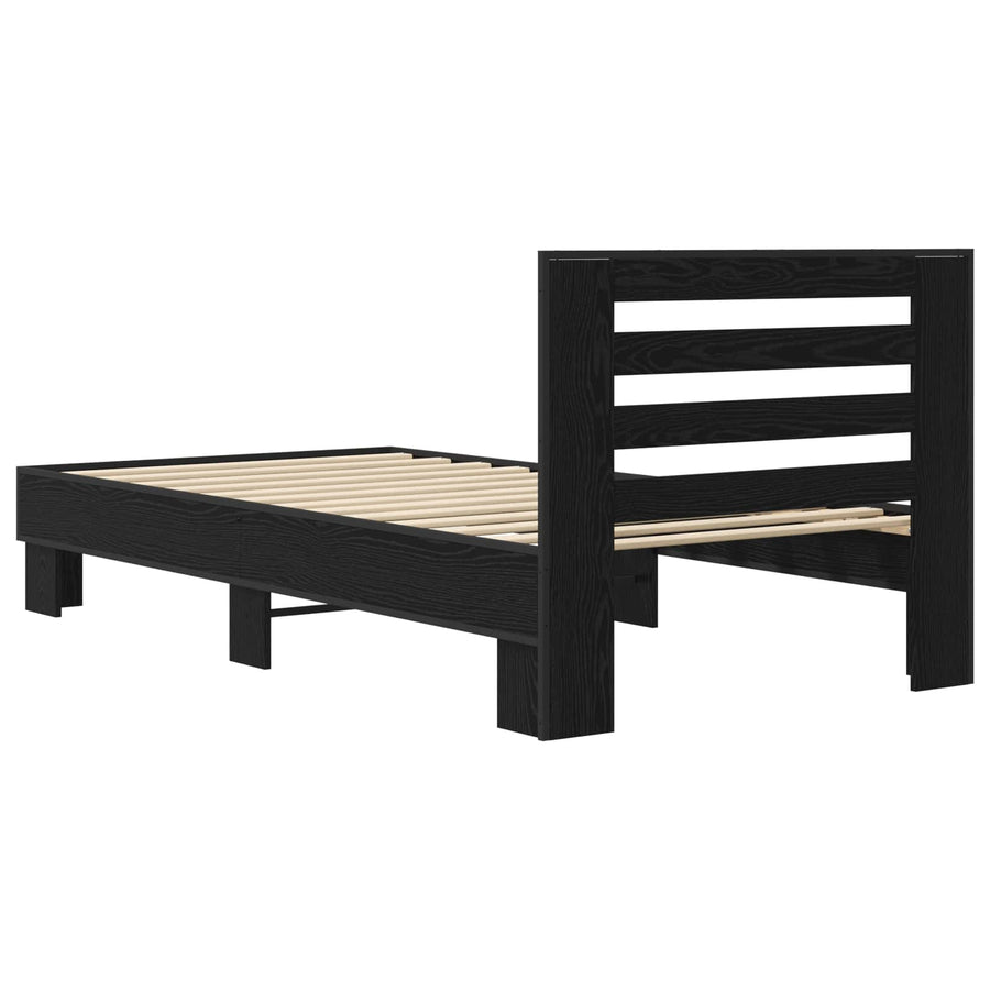 Bedframe met Hoofdeinde Zwart eiken 80 x 200 cm Bewerkt hout