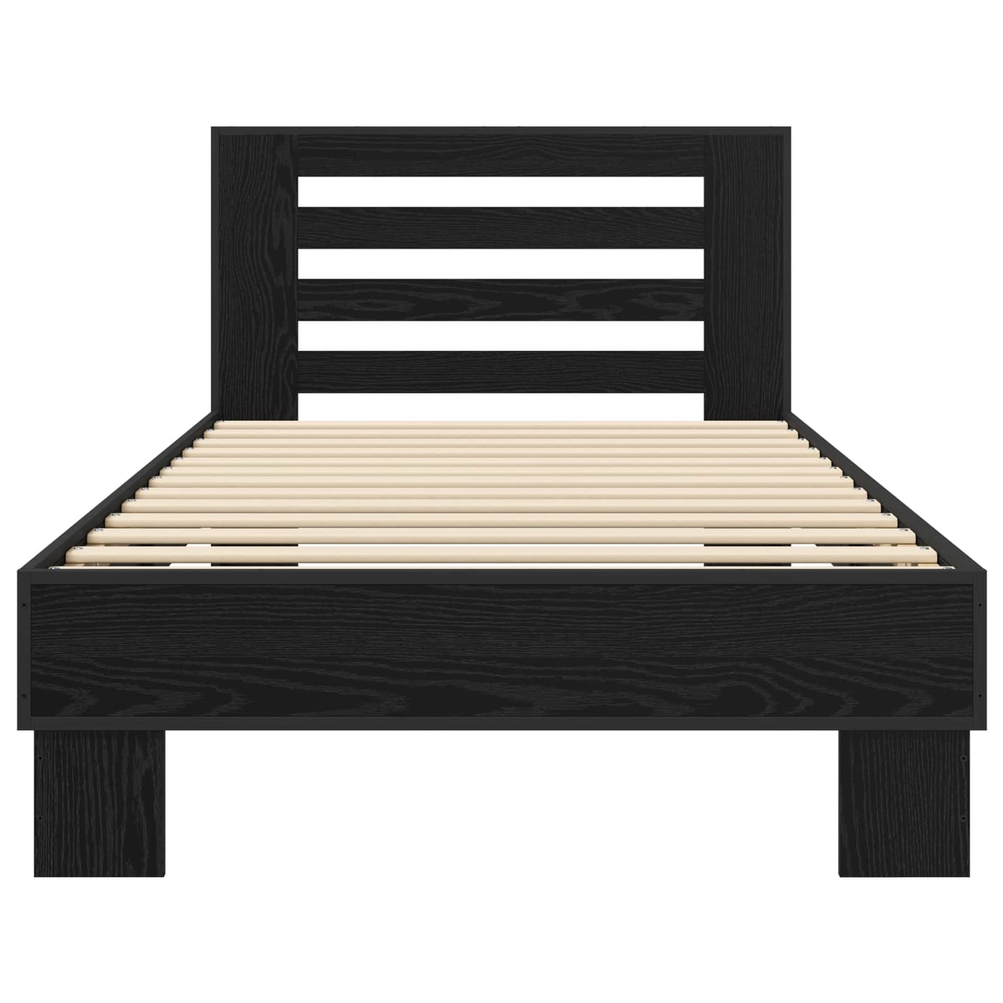 Bedframe met Hoofdeinde Zwart eiken 80 x 200 cm Bewerkt hout