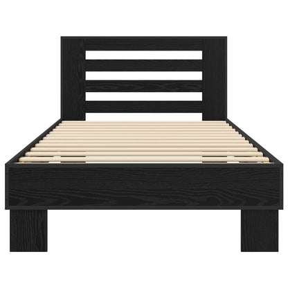 Bedframe met Hoofdeinde Zwart eiken 80 x 200 cm Bewerkt hout