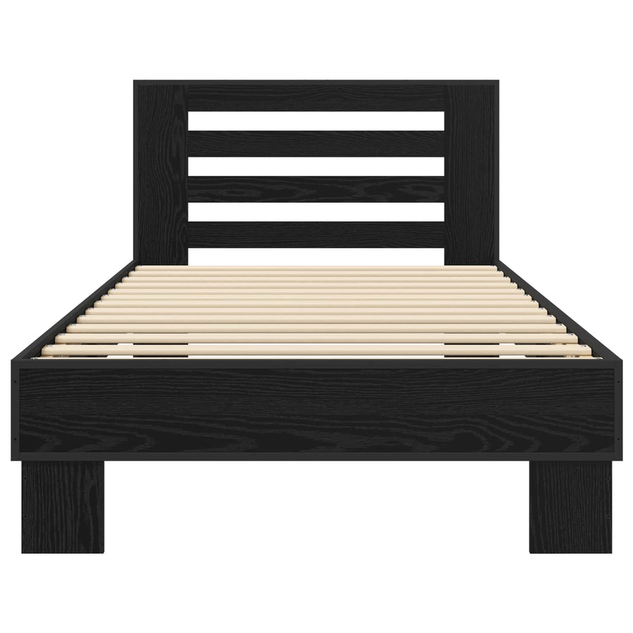 Bedframe met Hoofdeinde Zwart eiken 80 x 200 cm Bewerkt hout