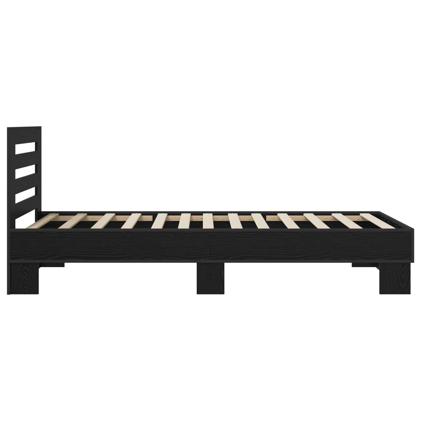 Bedframe met Hoofdeinde Zwart eiken 80 x 200 cm Bewerkt hout