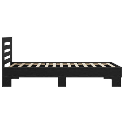 Bedframe met Hoofdeinde Zwart eiken 80 x 200 cm Bewerkt hout