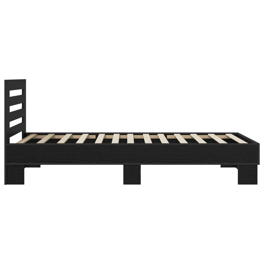 Bedframe met Hoofdeinde Zwart eiken 80 x 200 cm Bewerkt hout